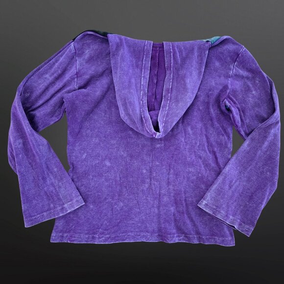 Vintage 90s Patchwork Embroidered Hoodie Size M Boho Hippie Fairy Grunge - Picture 8 of 9